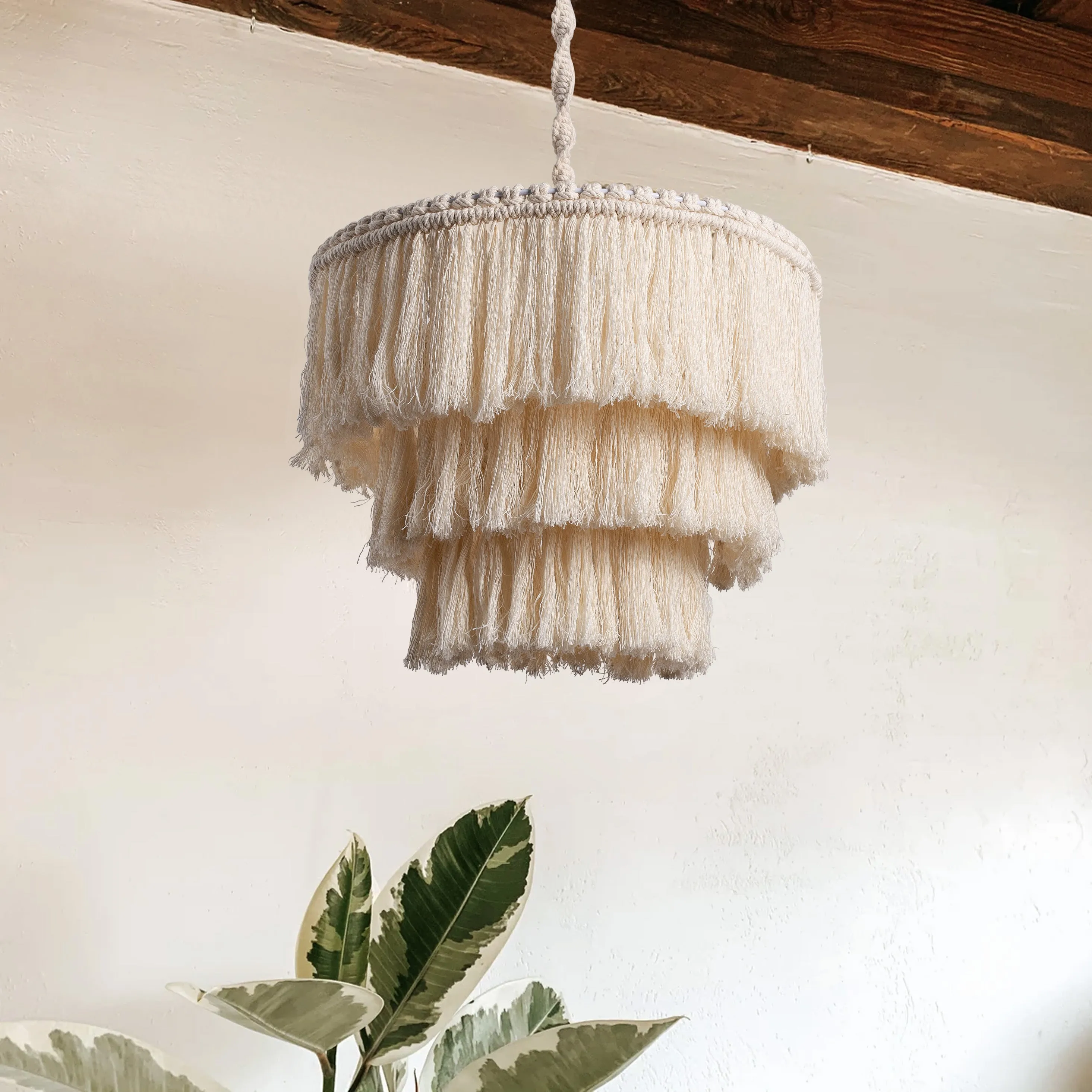 1-Light Multi-Layer Design with Cotton Wool Pendant Lighting