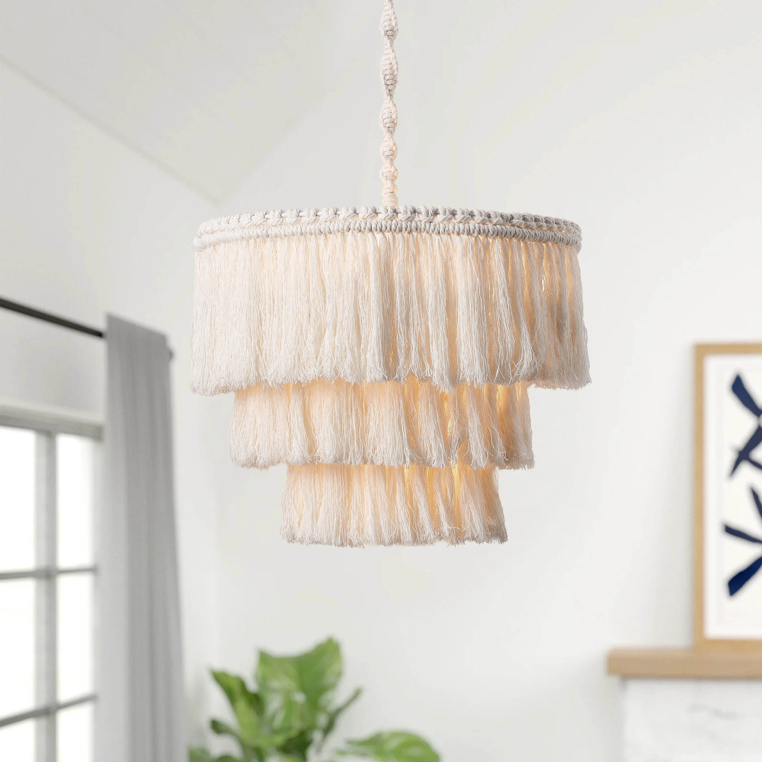 1-Light Multi-Layer Design with Cotton Wool Pendant Lighting