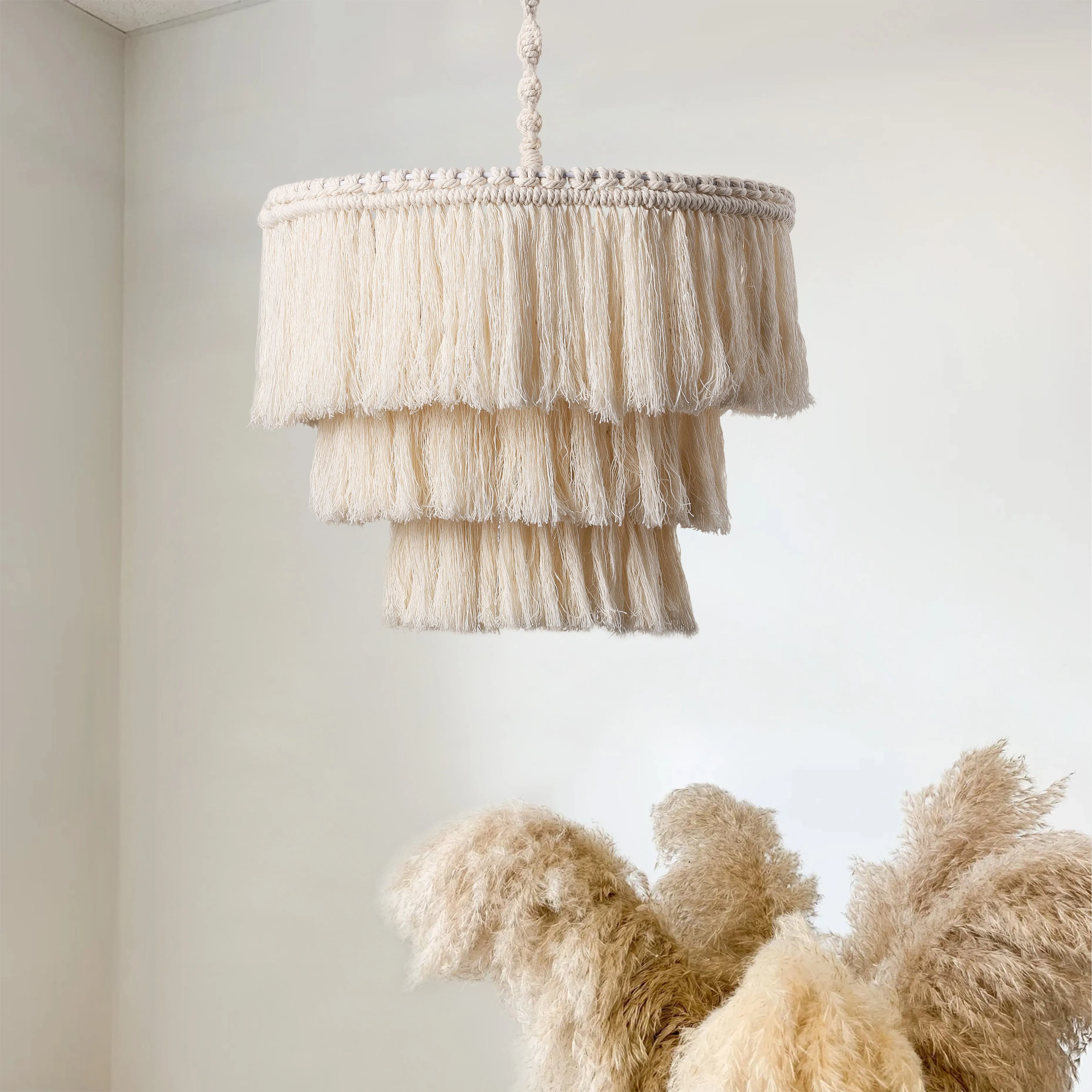 1-Light Multi-Layer Design with Cotton Wool Pendant Lighting