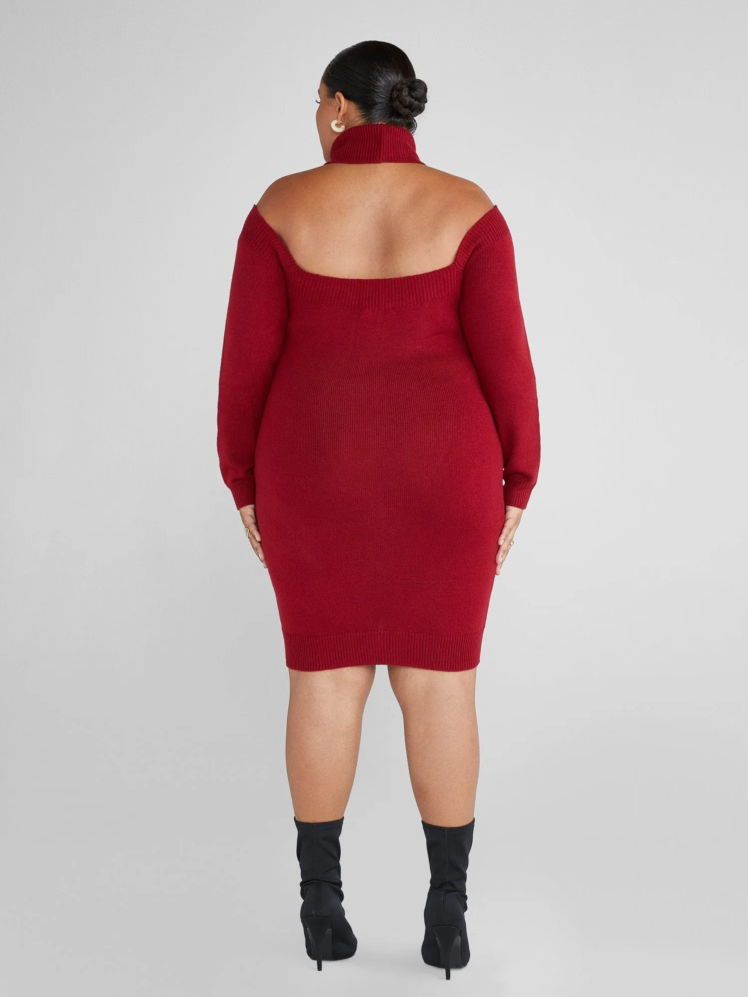 Adela Cold Shoulder Turtleneck Sweater Dress