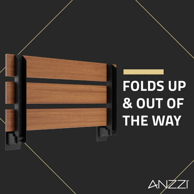 ANZZI Bohemian 18.7 in. Teak Wall Mounted Folding Shower Seat