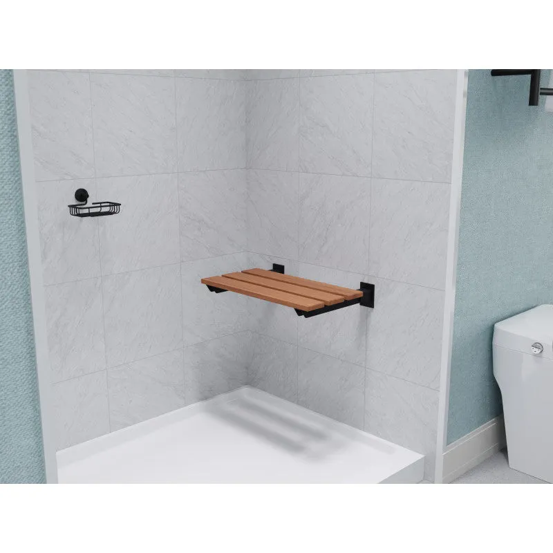 ANZZI Bohemian 18.7 in. Teak Wall Mounted Folding Shower Seat