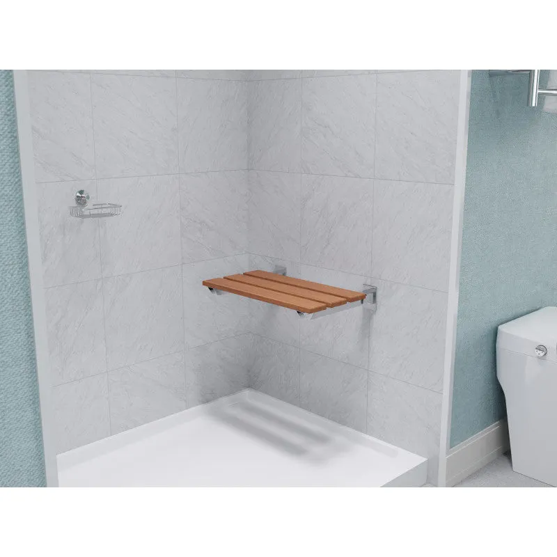 ANZZI Bohemian 18.7 in. Teak Wall Mounted Folding Shower Seat