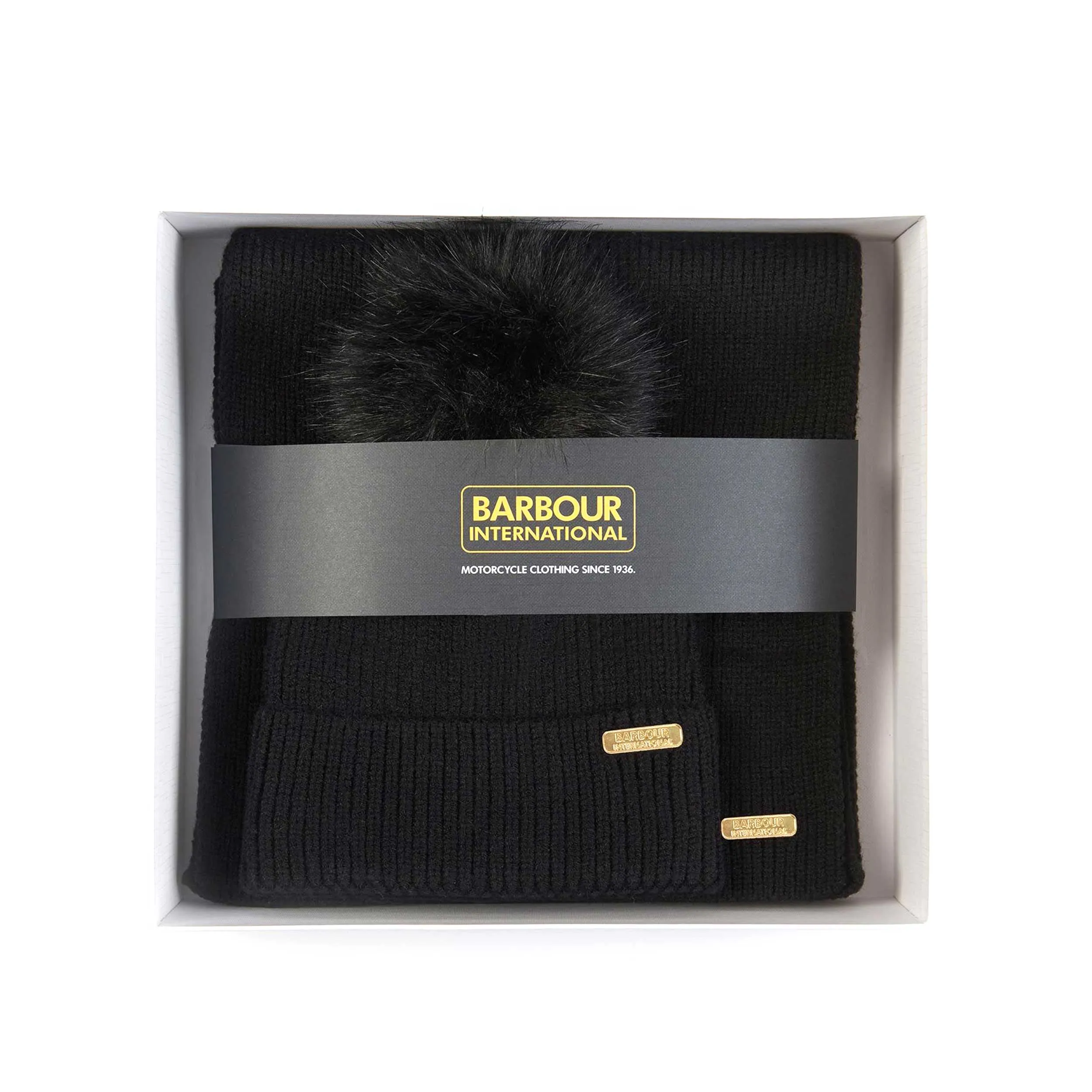 Barbour Mallory Ladies Beanie & Scarf Gift Set in Black