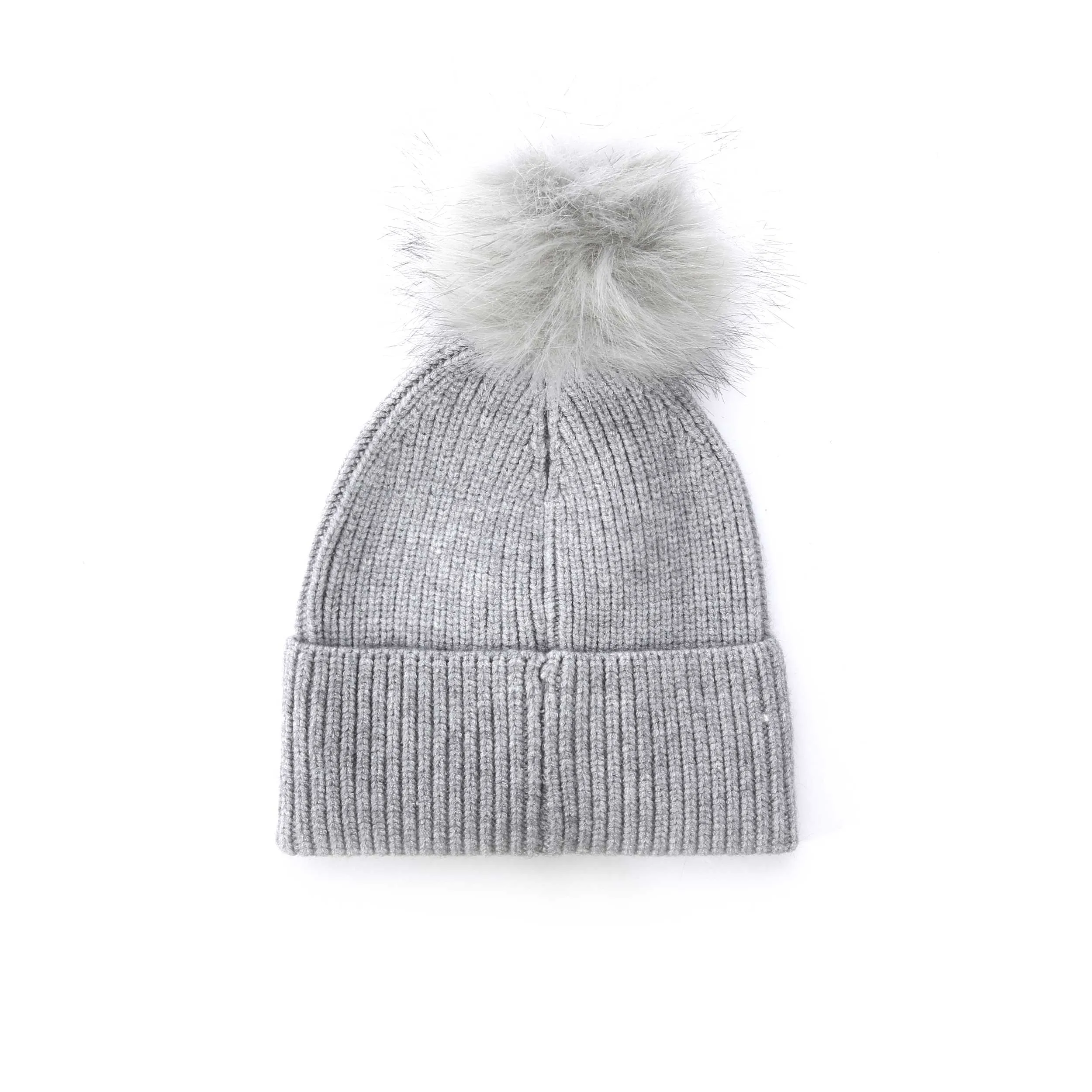 Barbour Mallory Pom Ladies Beanie Hat in Light Grey