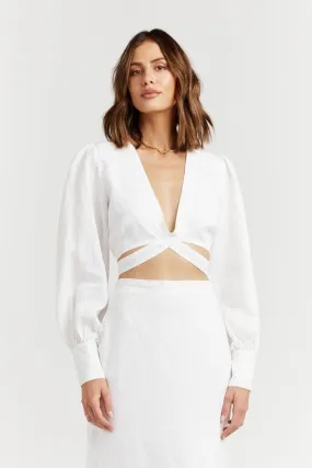 Beautifully White Plunge Neckline Top