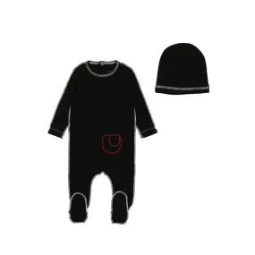 Bee & Dee Black Contrast Ribbed Footie   Beanie