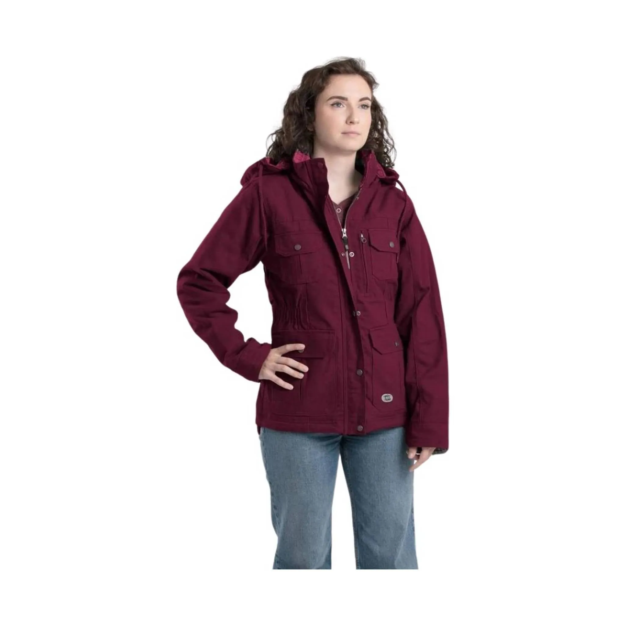 Berne Women's Vintage Washed Duck Barn Coat - Maroon FINAL SALE!