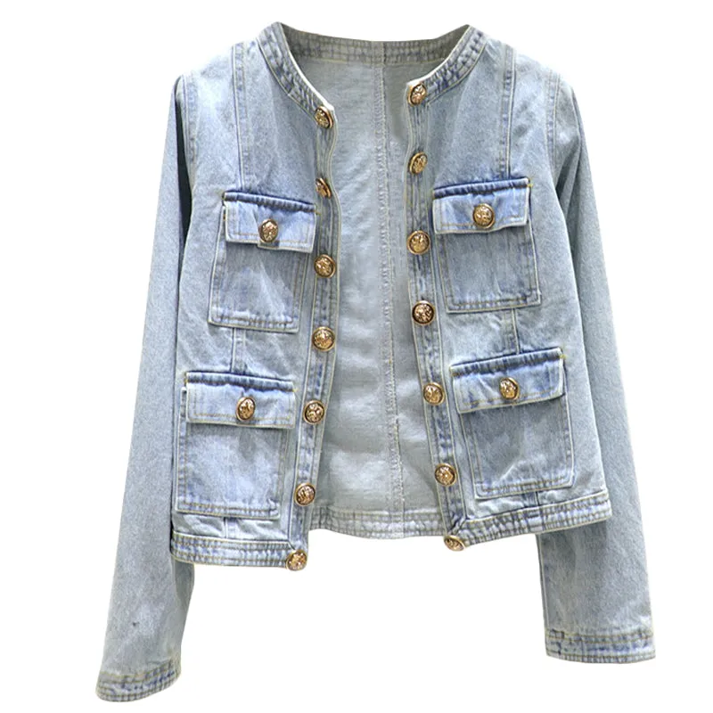 Blue Slim Fit Denim Jacket women