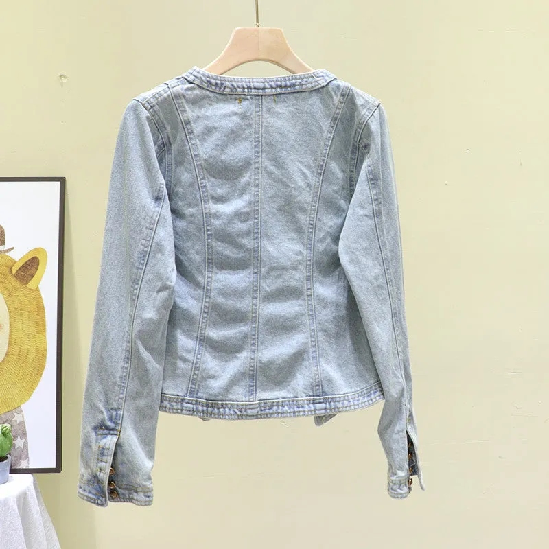 Blue Slim Fit Denim Jacket women