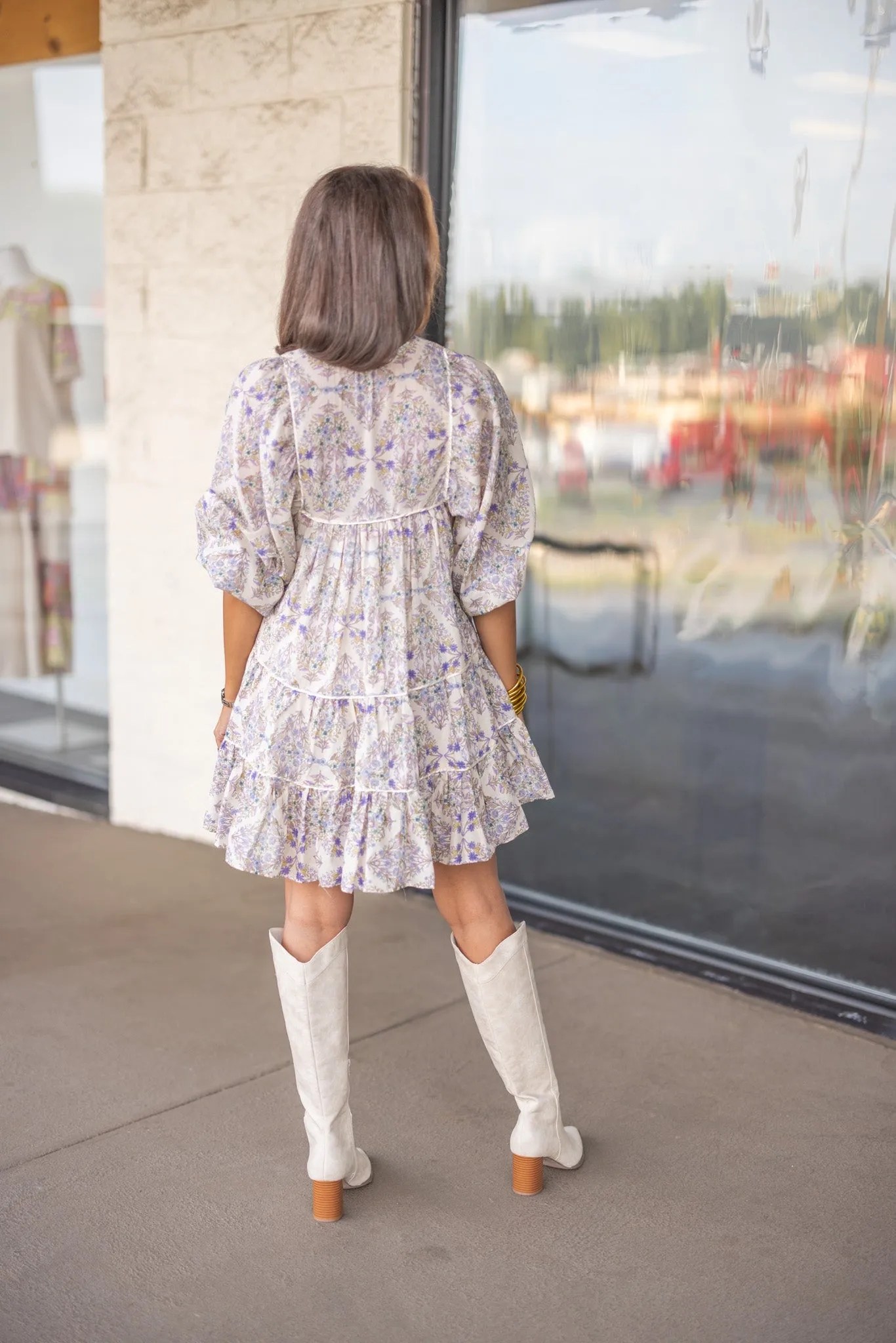 Boho Floral Sand Babydoll Dress