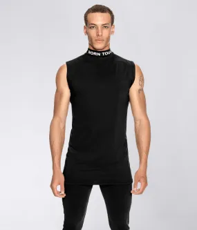 Born Tough Mock Neck Sleeveless Base Layer Bodybuilding Shirt For Men Black