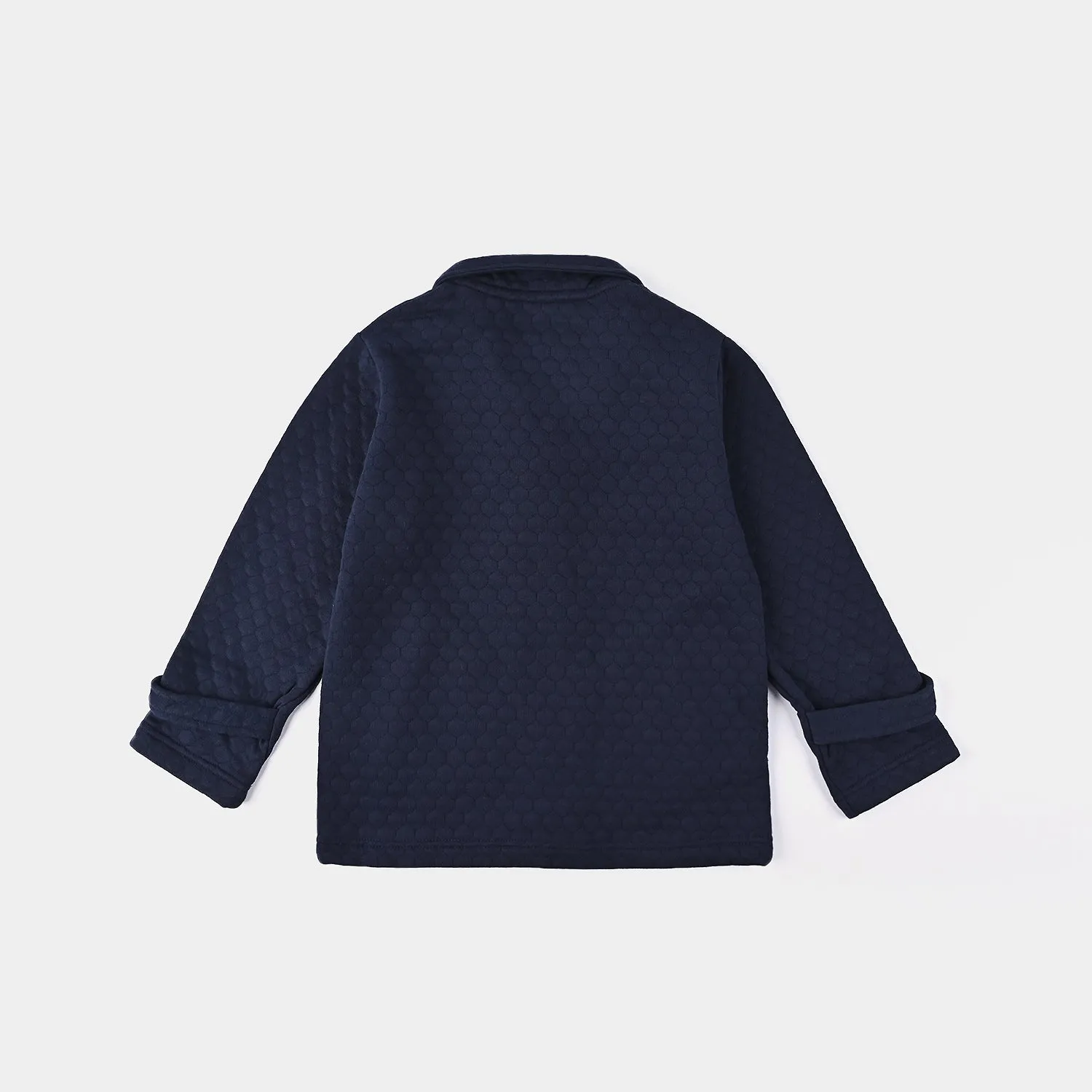 Boys Knitted Quilted Coat-Navy Blue