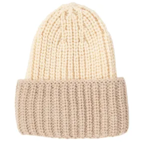 Colorblock Beanie in Cream