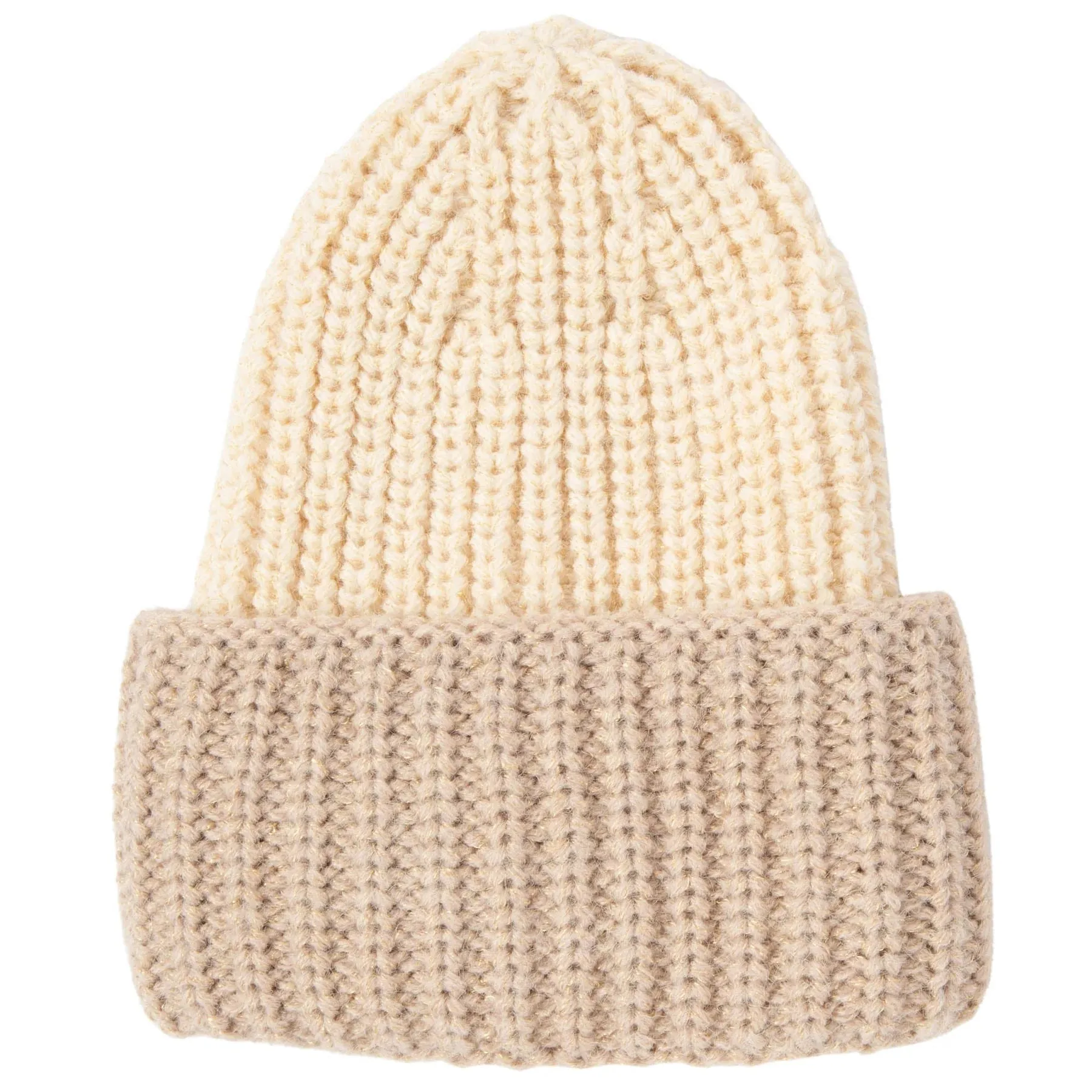 Colorblock Beanie in Cream