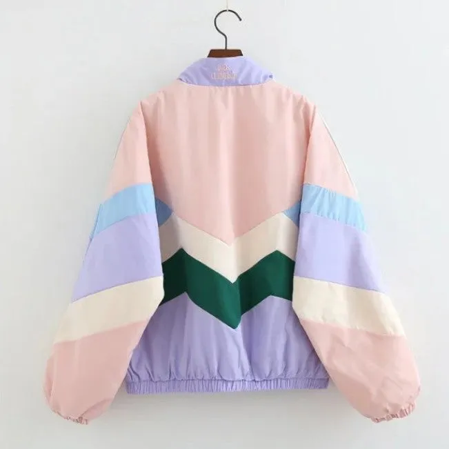 Colorblocked cotton coat