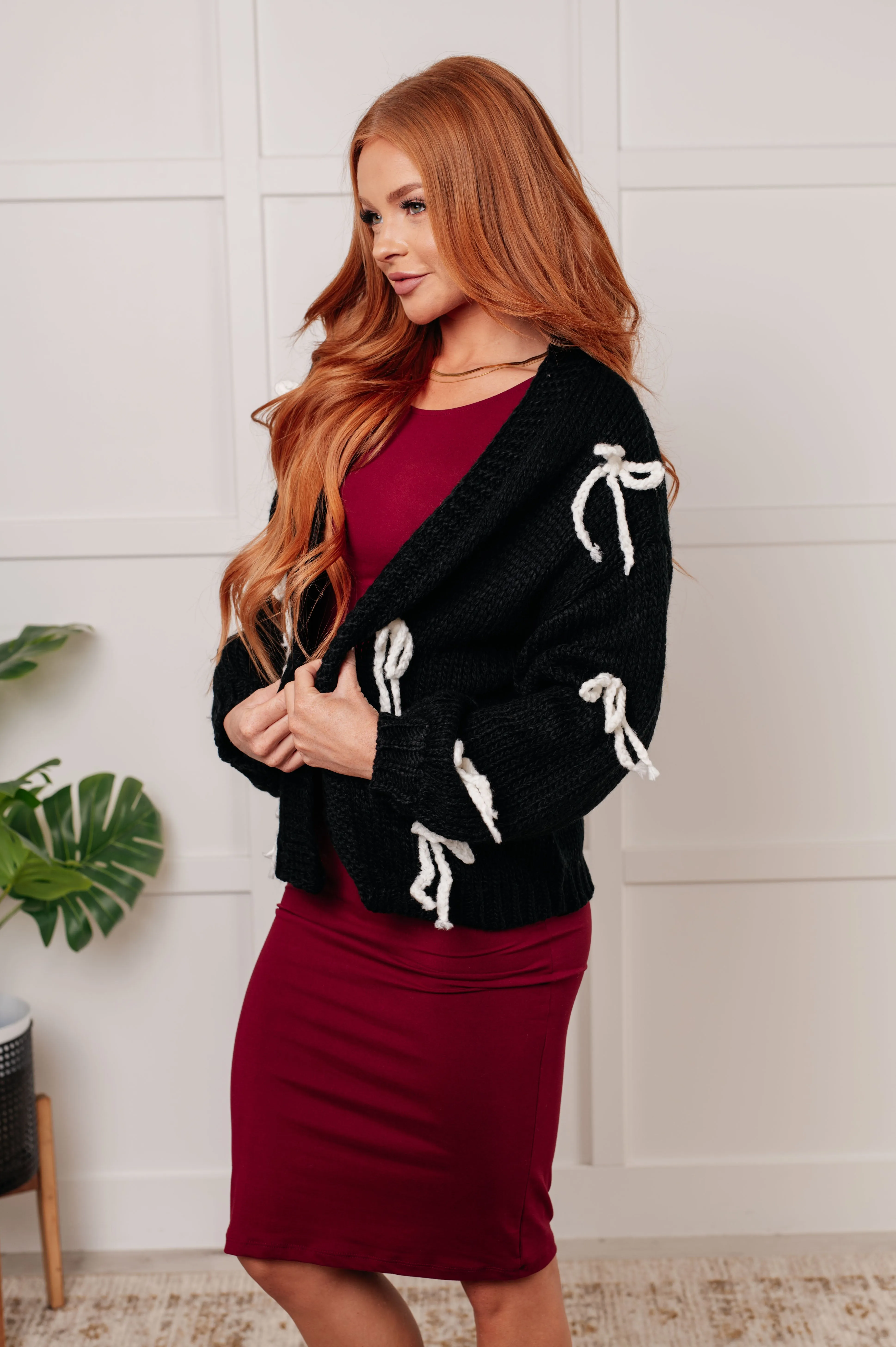 Coquette Bow Chunky Knit Sweater Cardigan