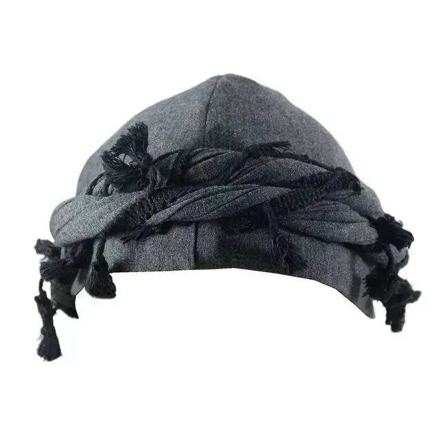 Edgy Cotton Bandana Beanie with Fringe Tail