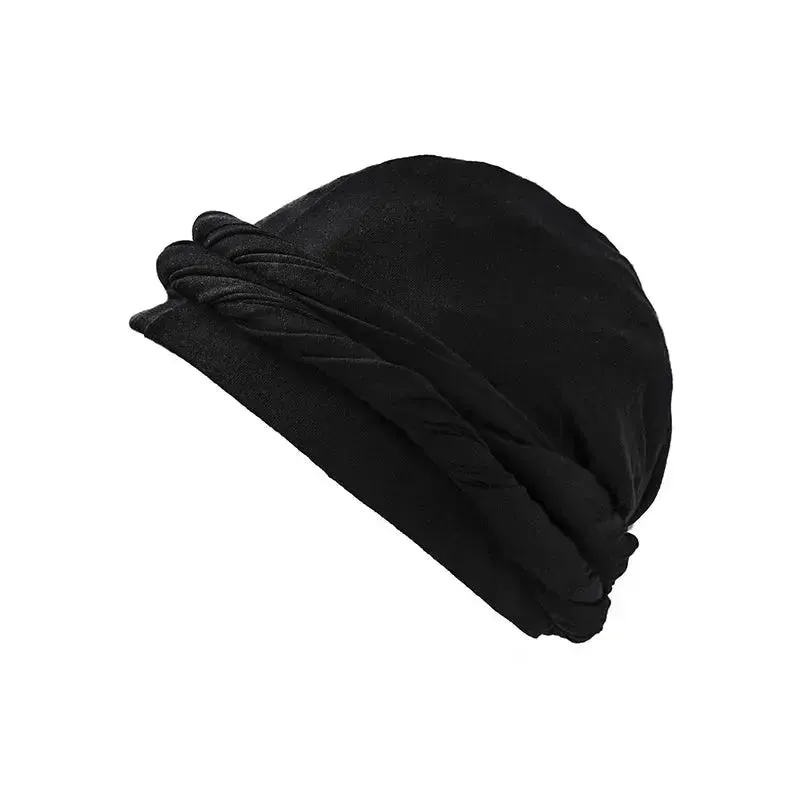 Edgy Cotton Bandana Beanie with Fringe Tail