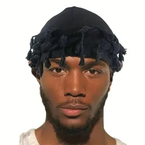 Edgy Cotton Bandana Beanie with Fringe Tail