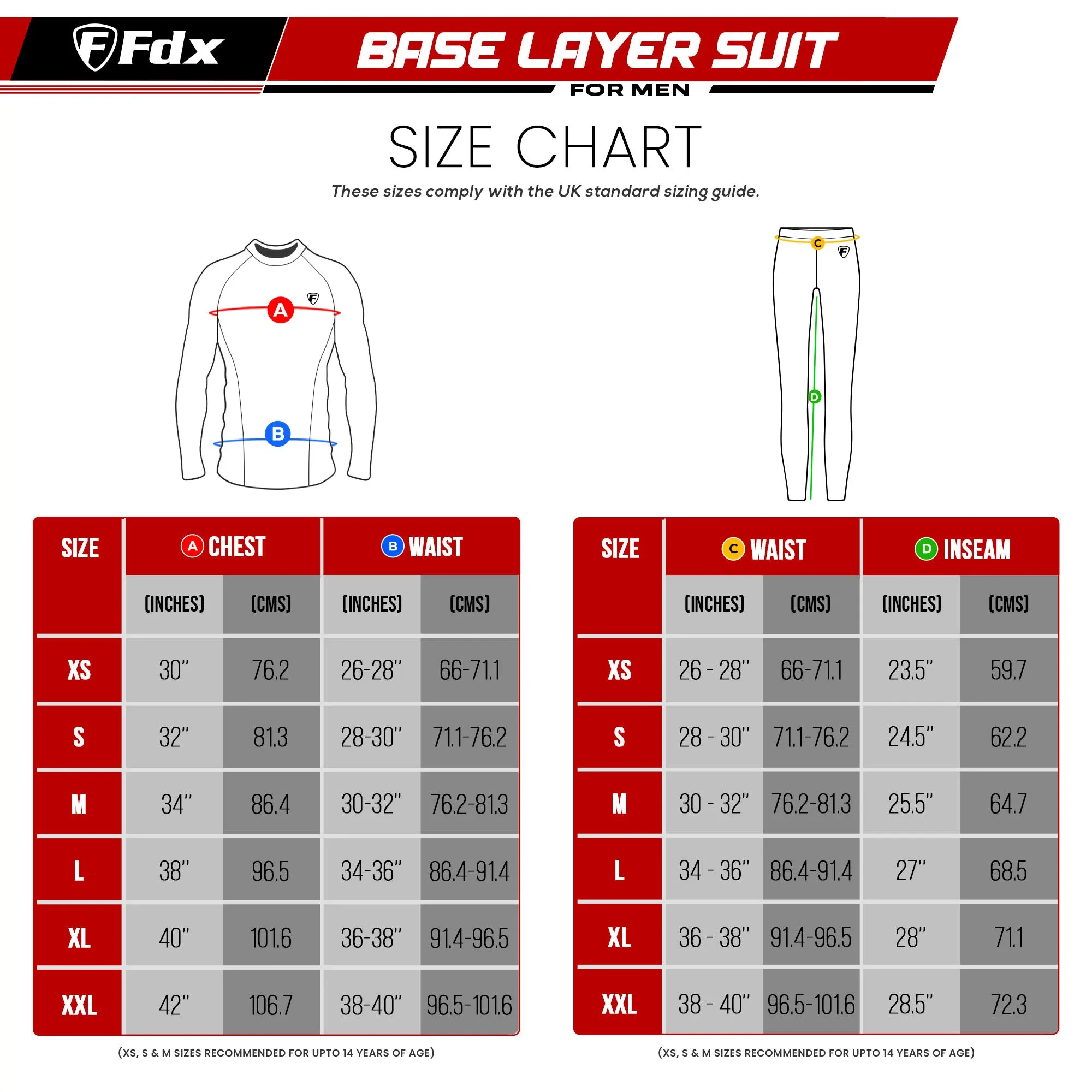 Fdx Men's & Boy's Set Blue Thermolinx Compression Base Layer Shirt & Leggings