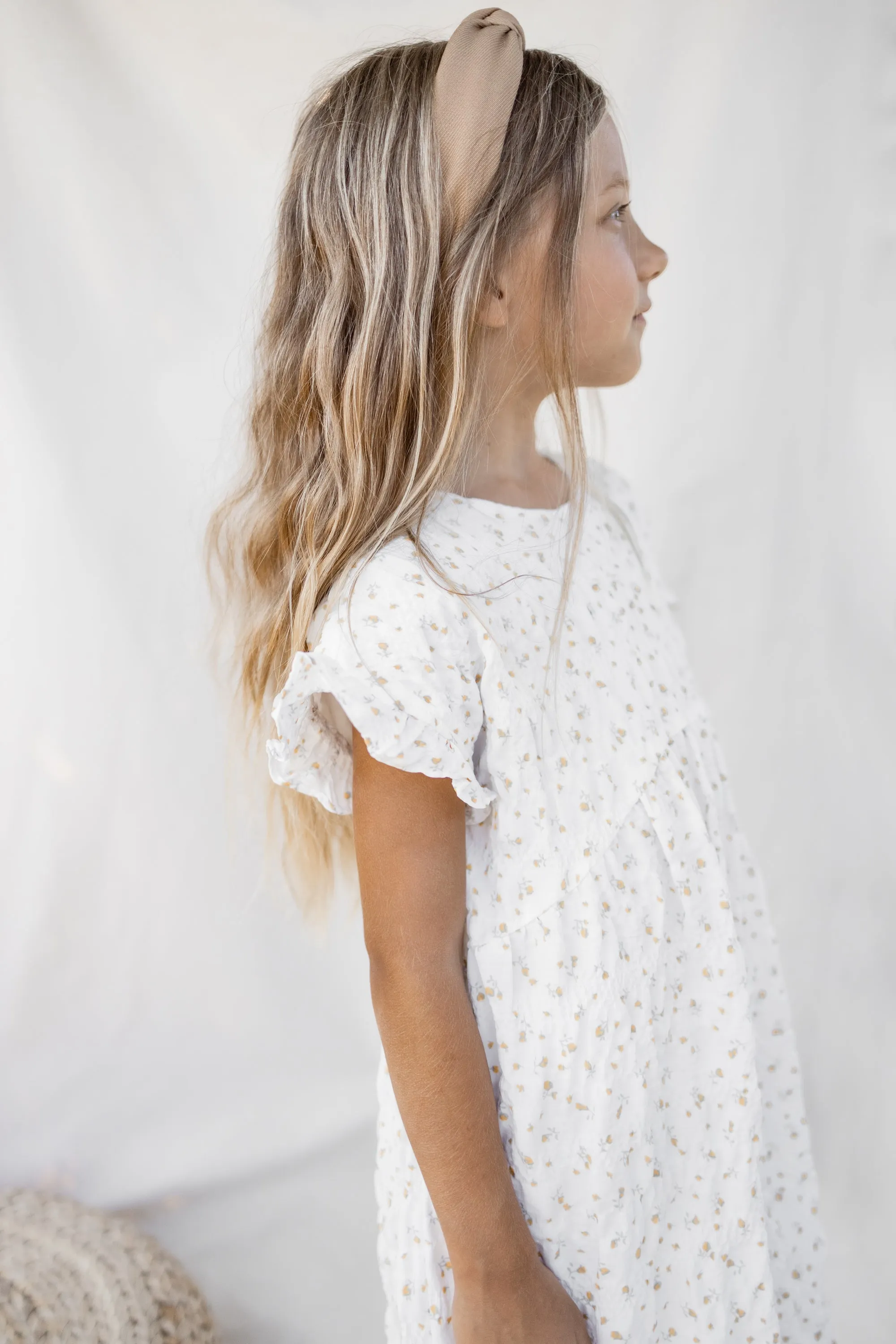 Girls white floral babydoll dress