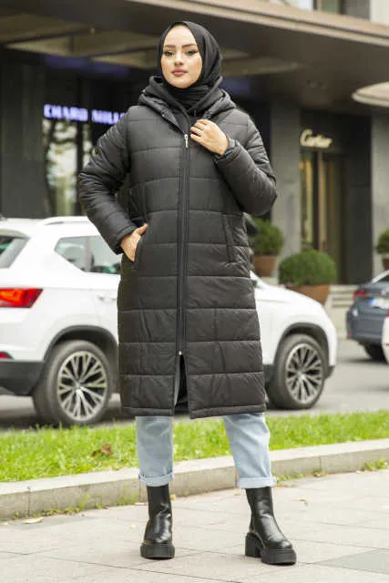 Hood Detailed Padded Side Pocket Coat