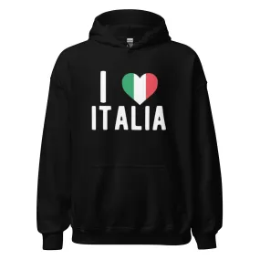 I Love Italia Hoodie Midweight Blennded Cotton Unisex Pullover