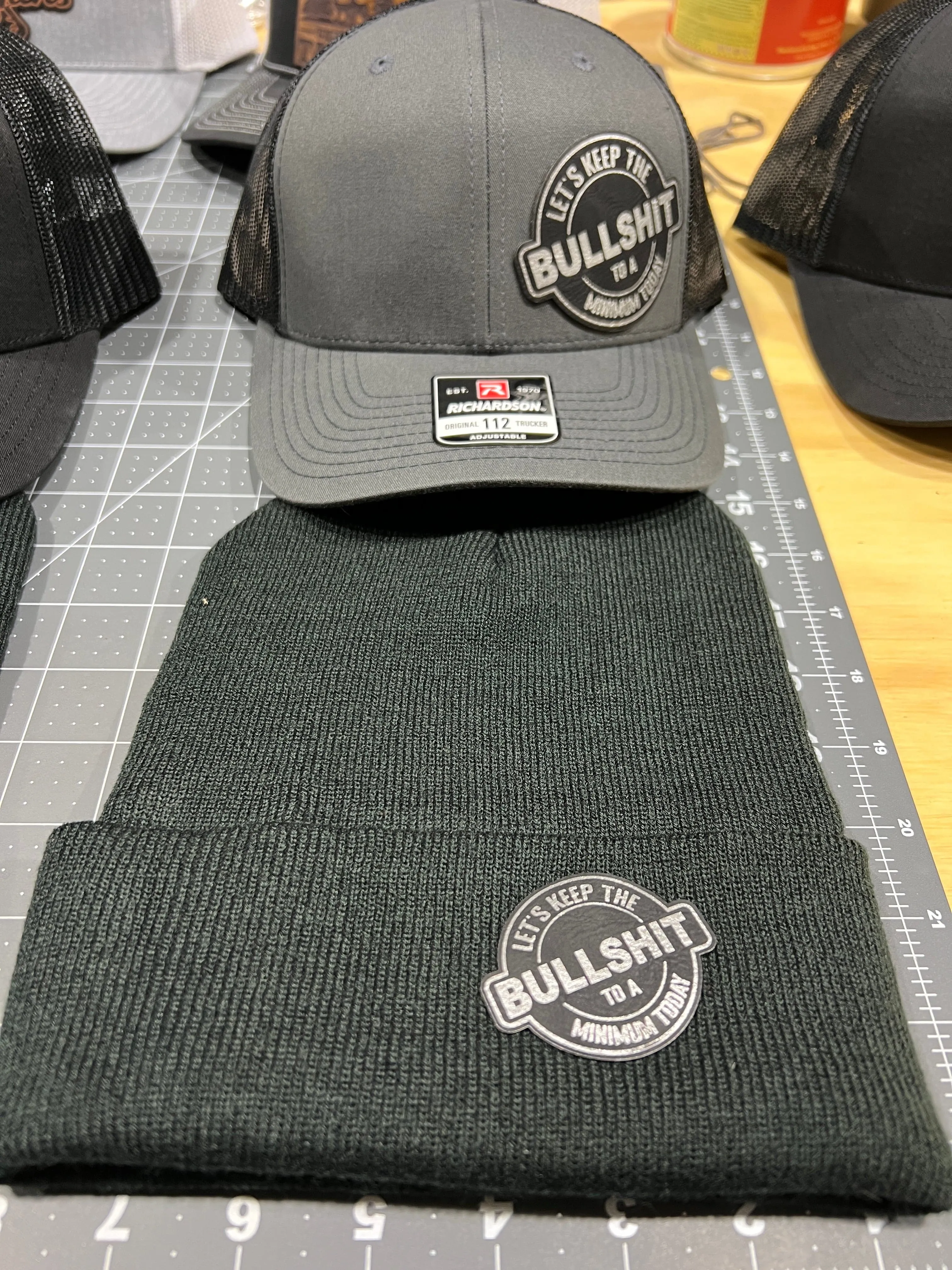 Keep The Bullshit to a Minimum Patch Hat   Beanie Bundle - Richardson 112 Trucker Hat