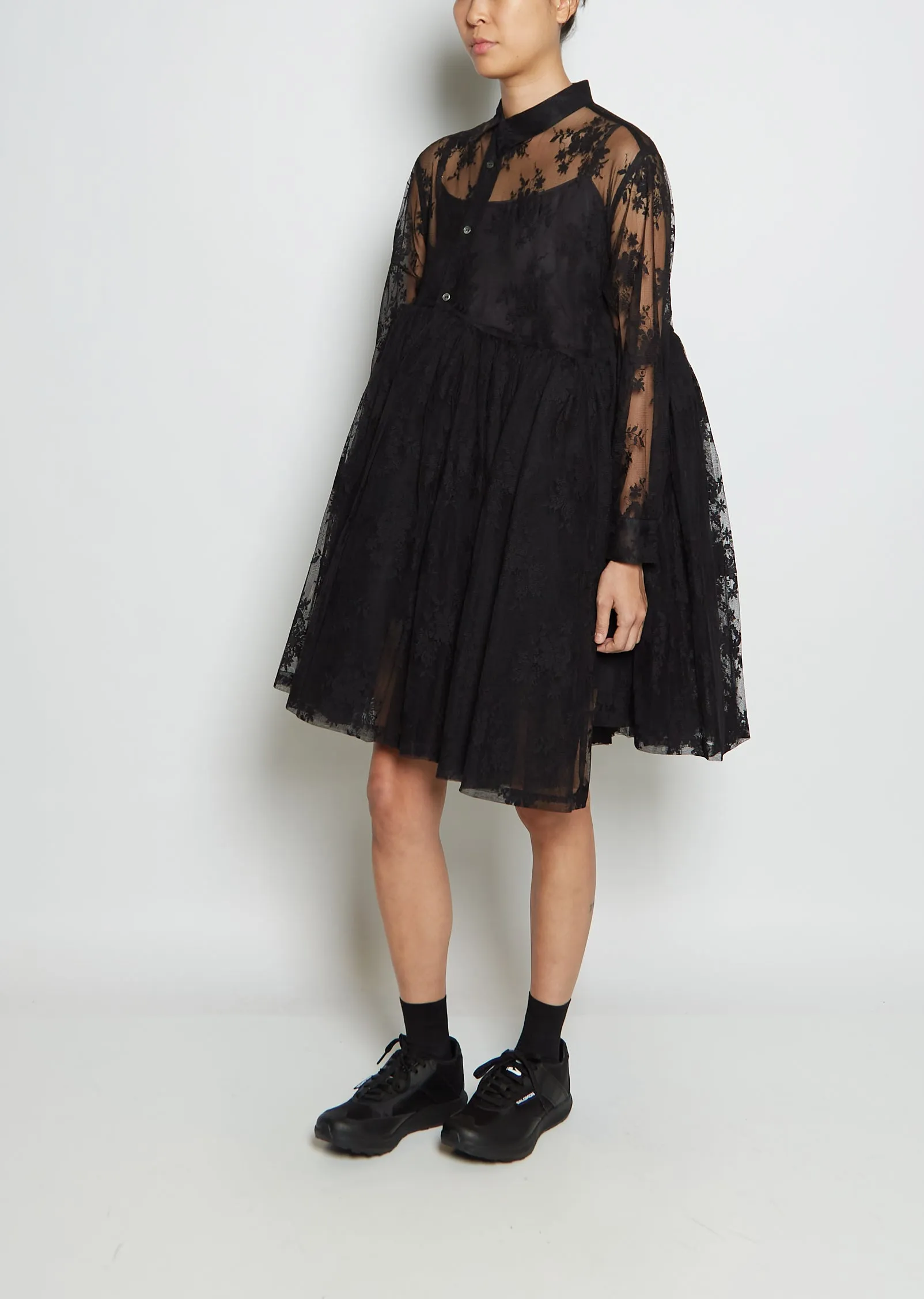 Lace Baby Doll Dress — Black