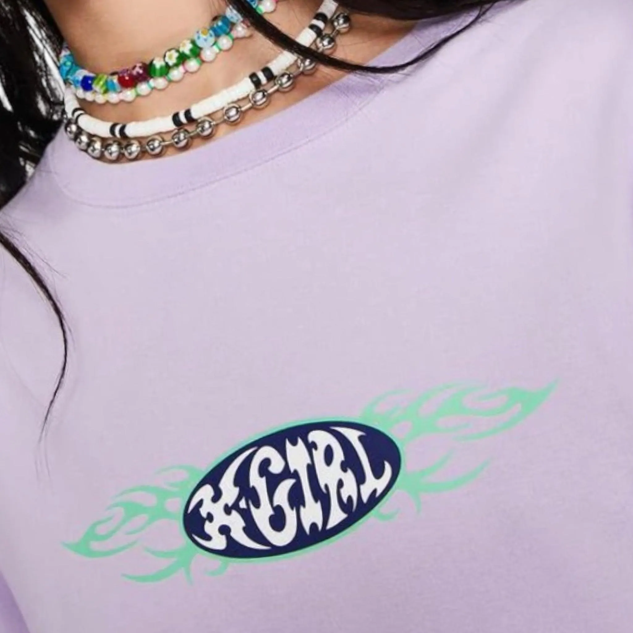 Lilac Long Sleeve Neon Graphic T-Shirt