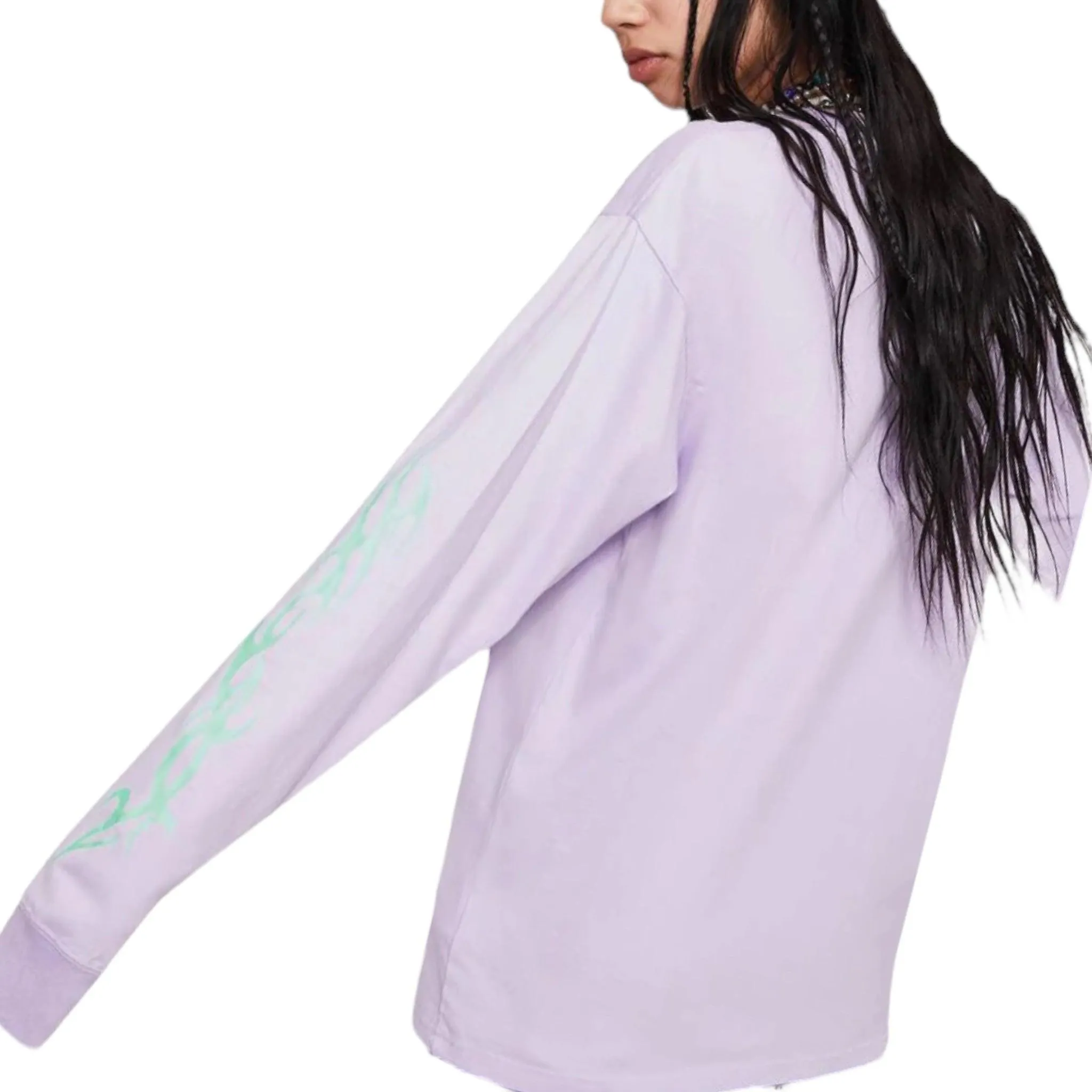 Lilac Long Sleeve Neon Graphic T-Shirt