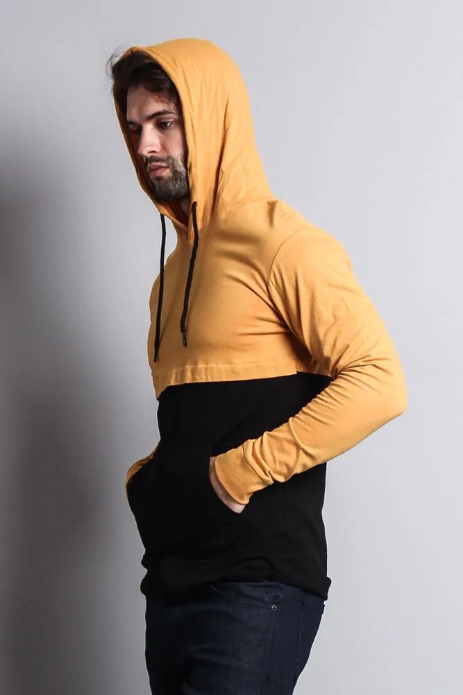 Long Sleeve Color Block Hooded Tee