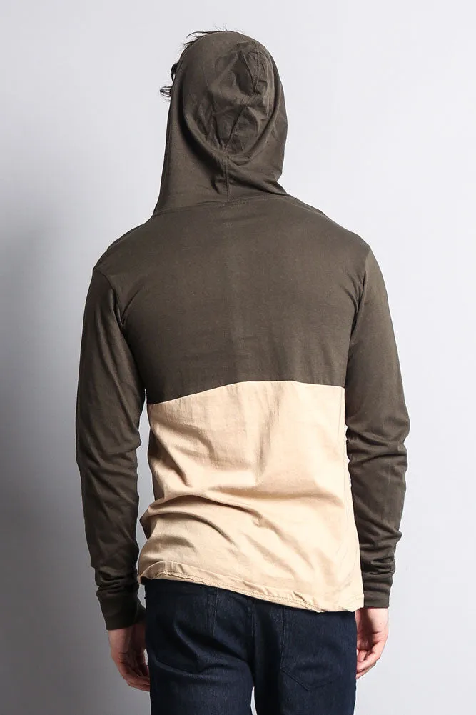 Long Sleeve Color Block Hooded Tee