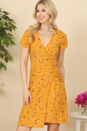 MUSTARD WITH FLOWER PRINT DRESS 3-2-1