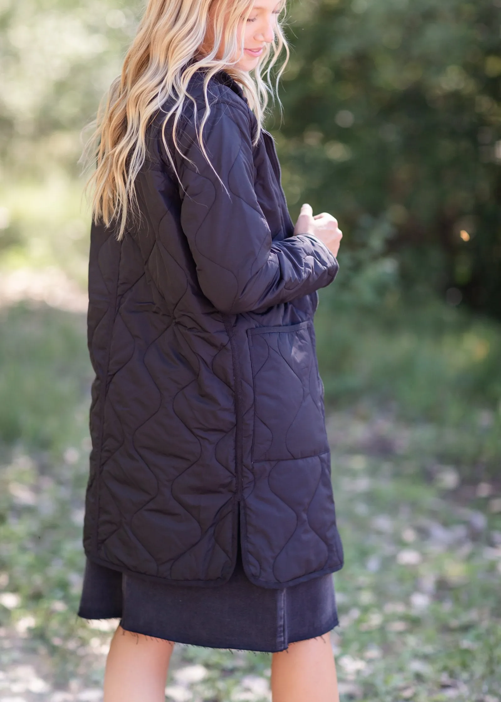 Nixie Black and Brown Reversible Quilted Jacket