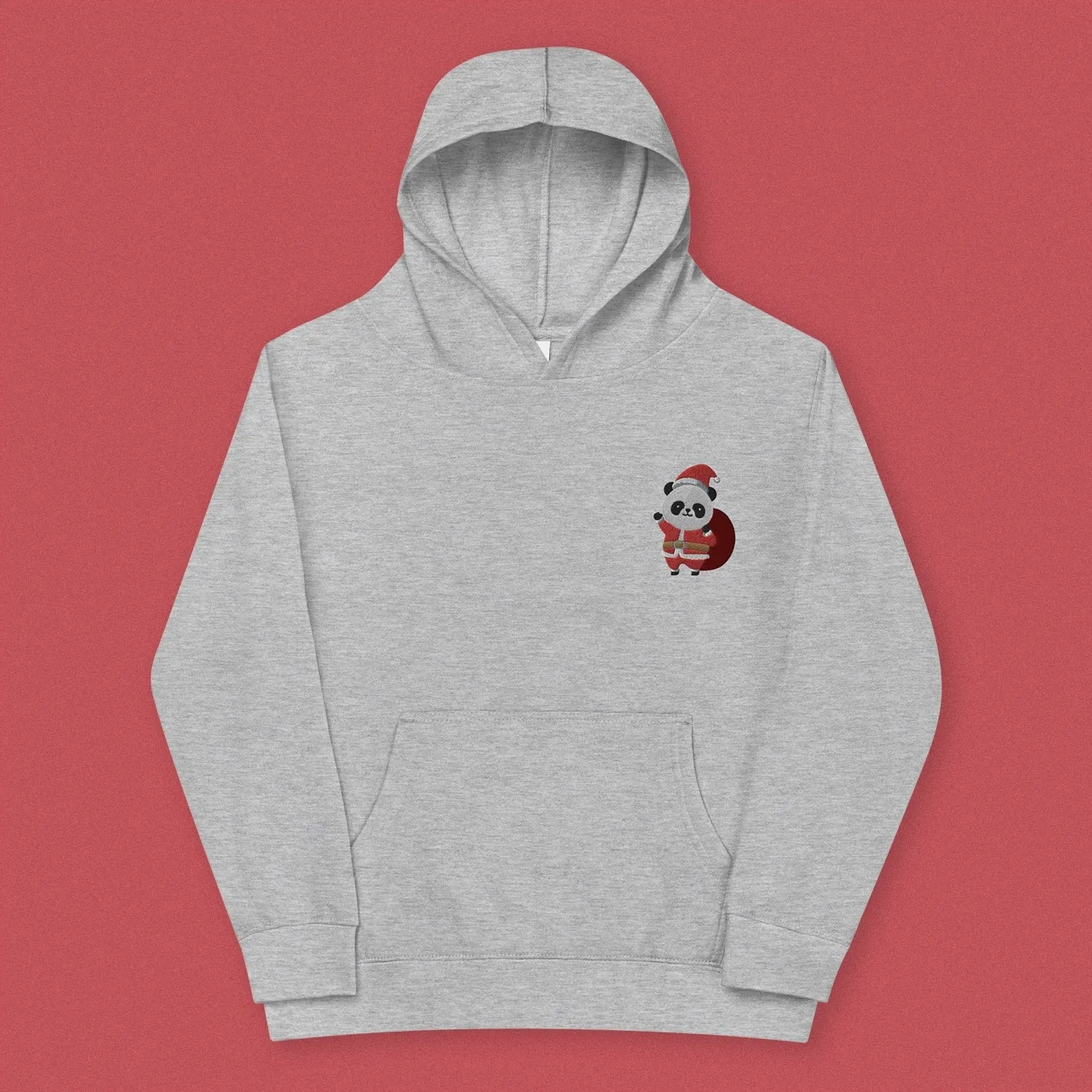 Panda Santa Embroidered Kids Hoodie