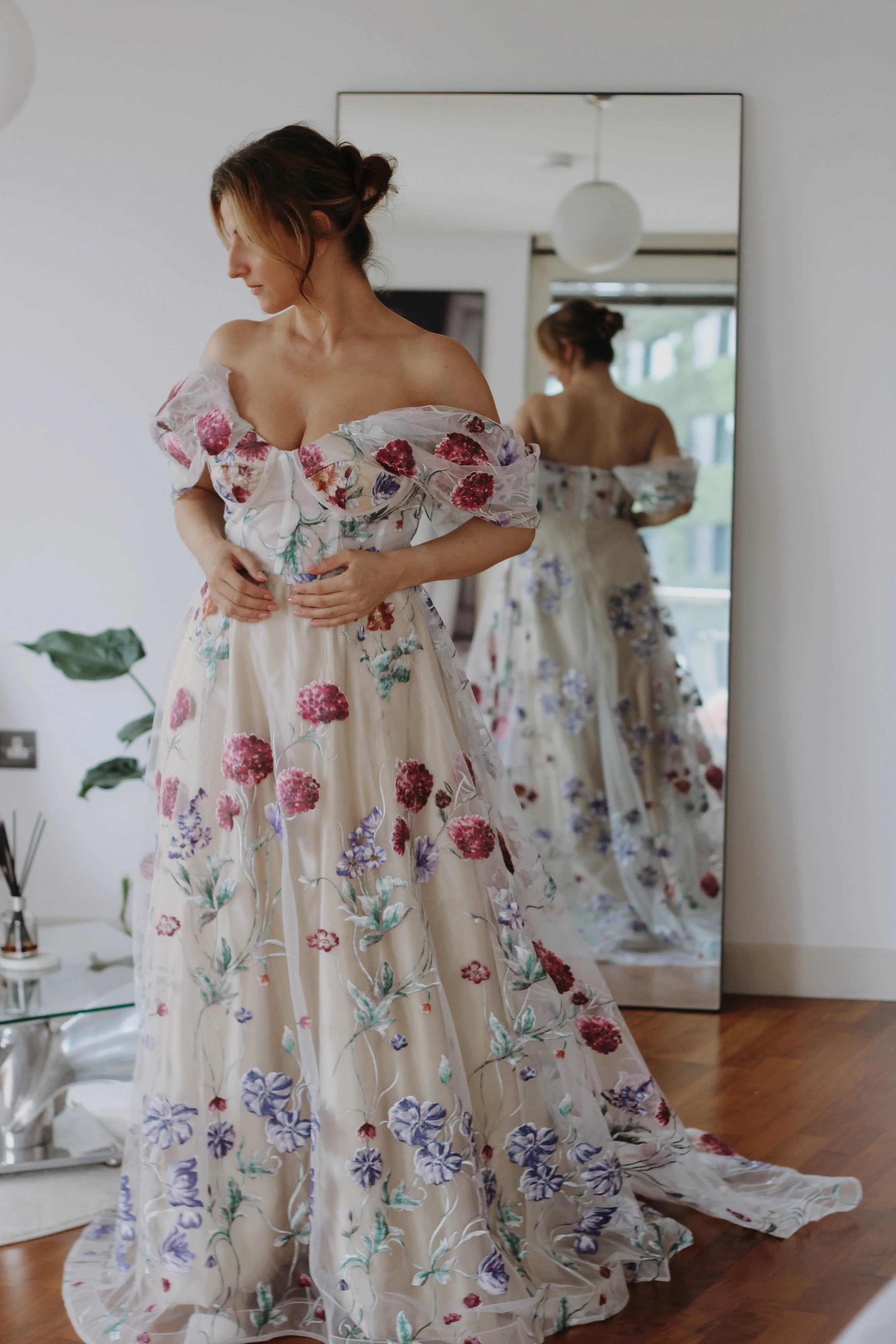 Pink Flower Bridal Gown