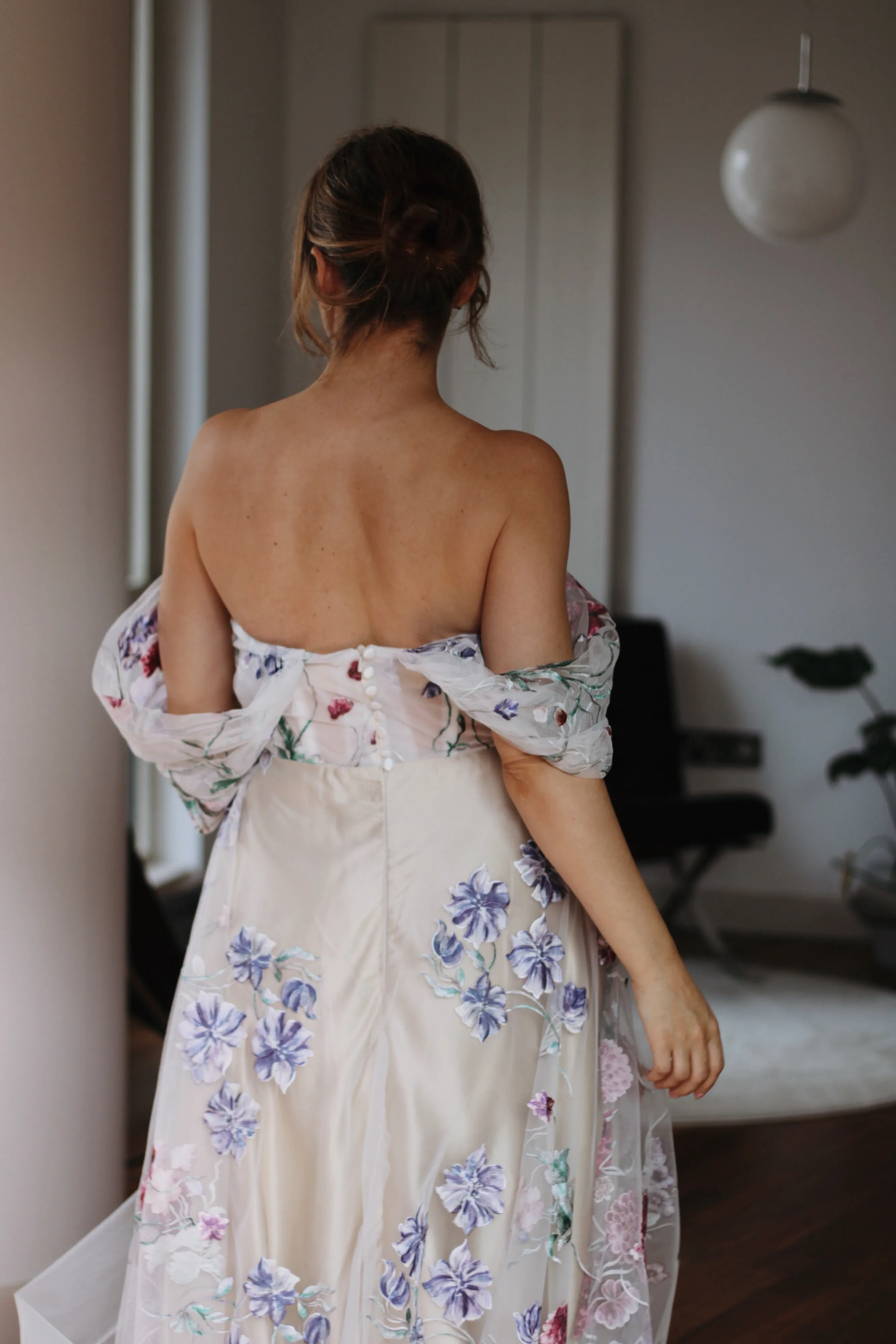 Pink Flower Bridal Gown