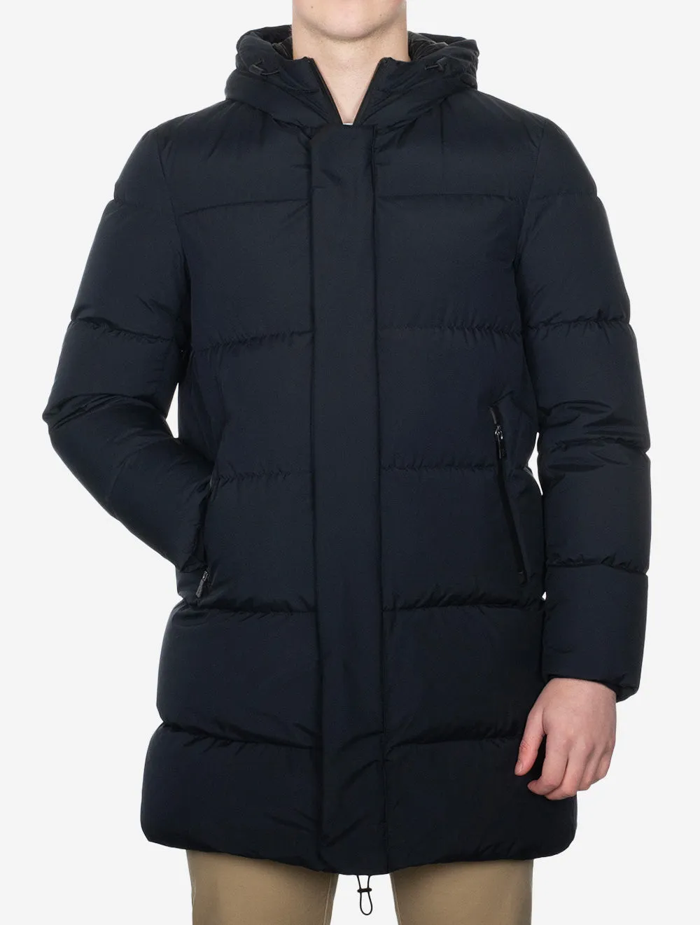 Quilted Woven Half Coat Dark Navy