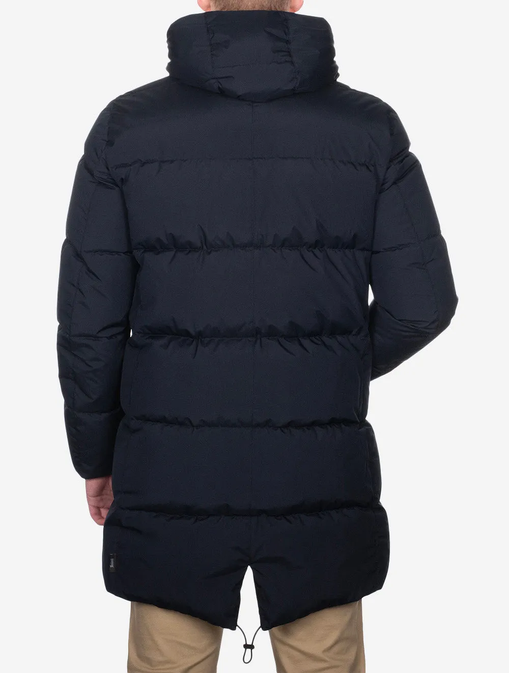 Quilted Woven Half Coat Dark Navy