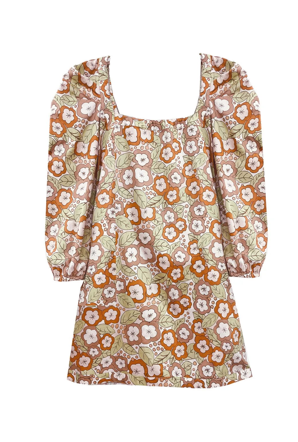 SAMPLE - Square Neck Mini Dress - 70's Floral - Final Sale