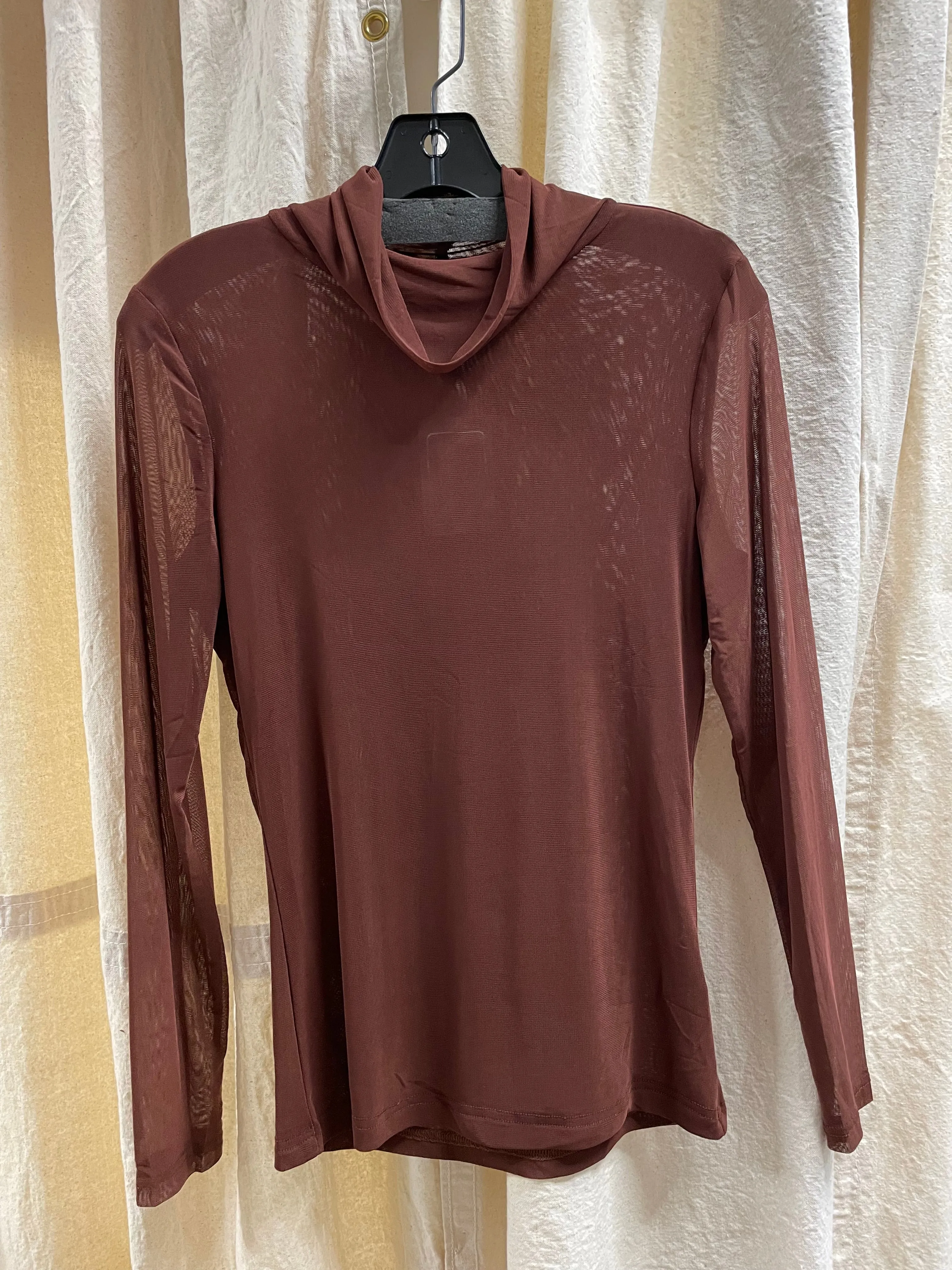 Sheer Mesh Cowl Layering Shirt by Adore