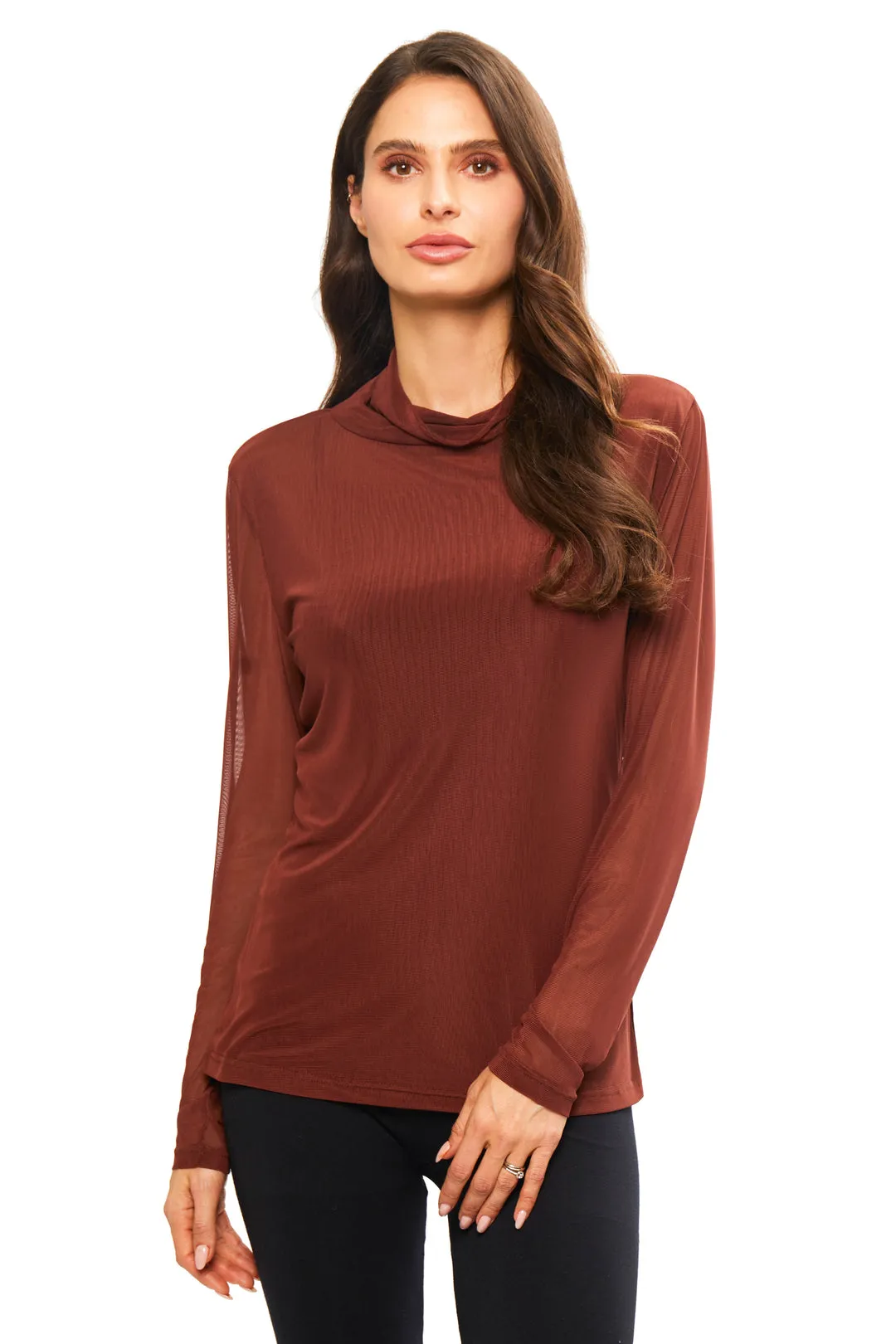 Sheer Mesh Cowl Layering Shirt by Adore