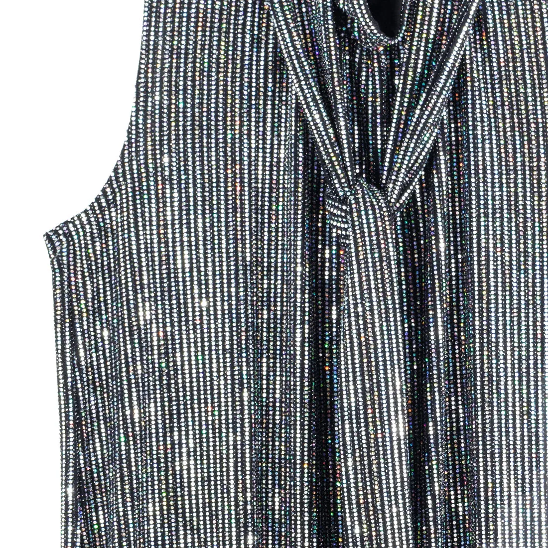 Sleeveless Shimmer Top in Black Silver by Clara Sun Woo