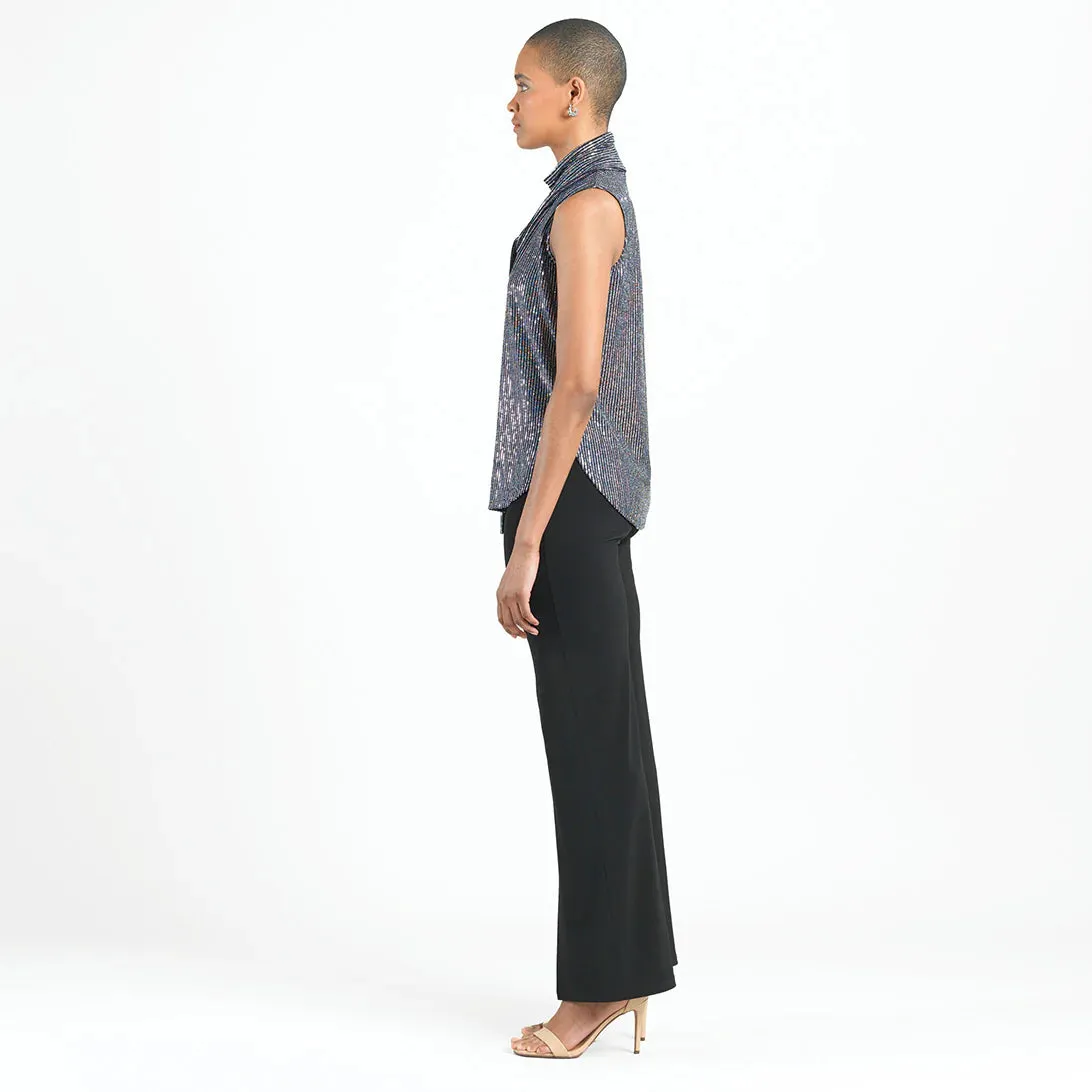 Sleeveless Shimmer Top in Black Silver by Clara Sun Woo