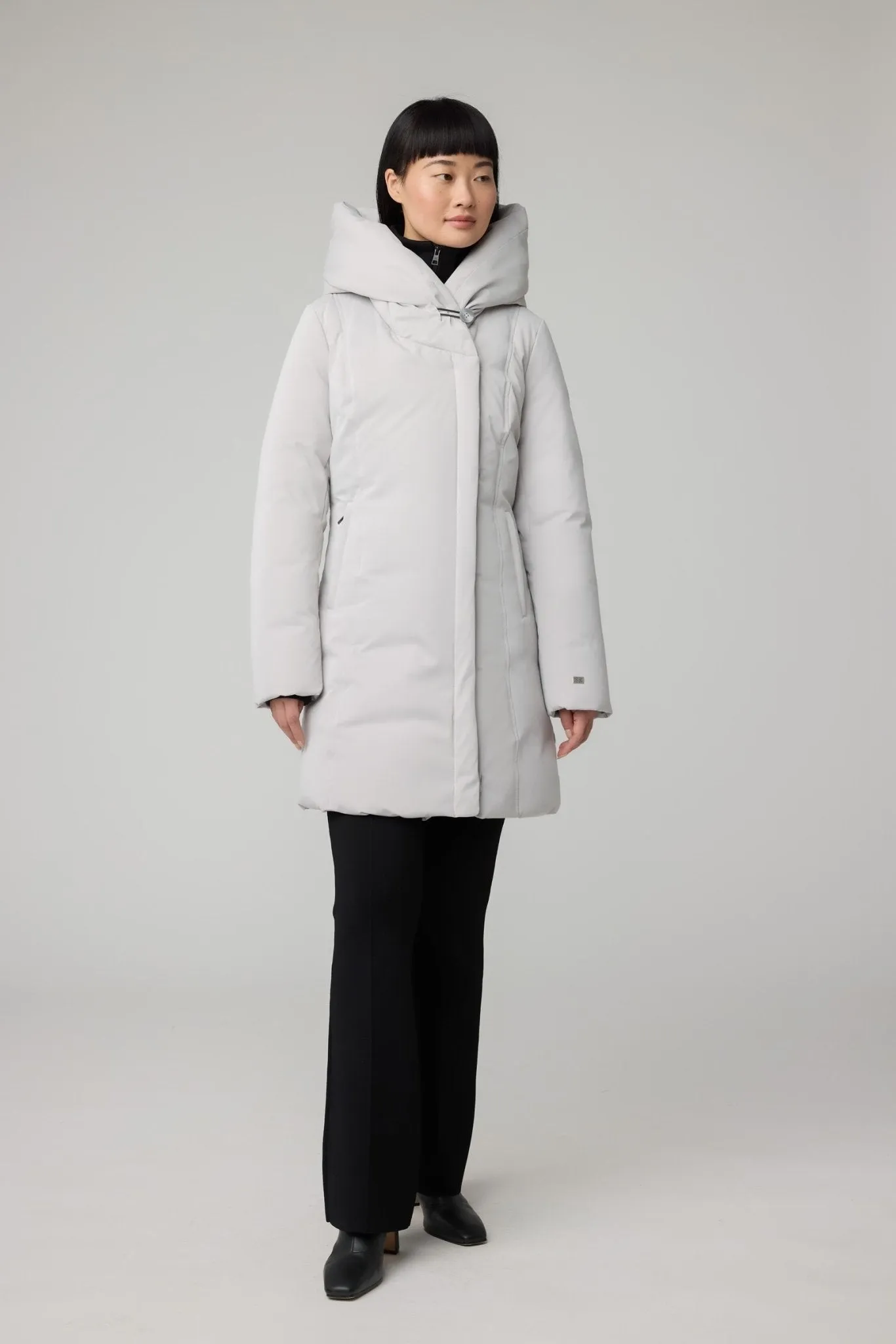 SOIA&KYO CAMELIA-C - Slim-Fit Classic Down Coat With Puffer Bib & Hood