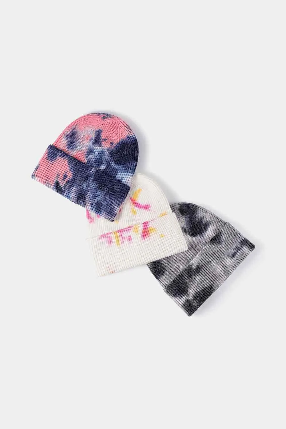 Tie-Dye Cuffed Rib-Knit Beanie Hat