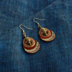 'Tribal Coco Faces' Bohemian Brass Earrings Handcrafted In Dhokra Art