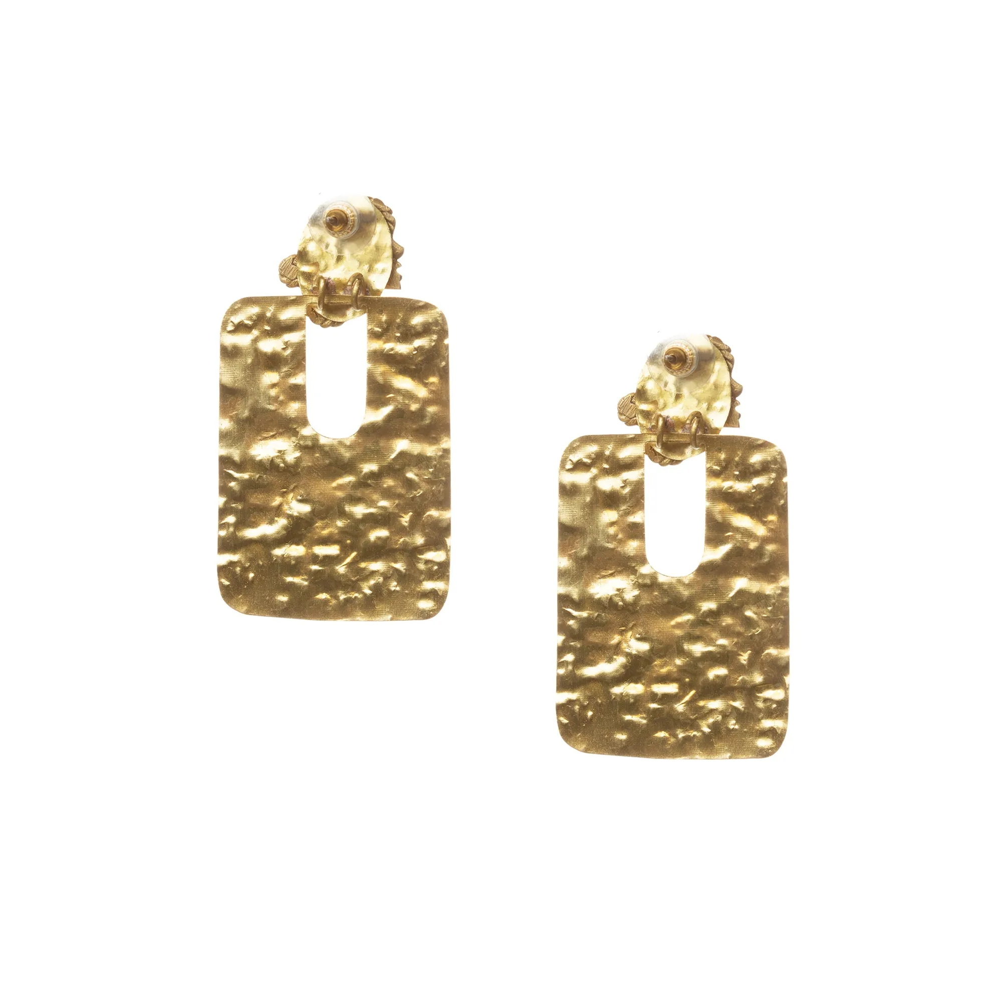 'Tribal Dhokra Flat' Bohemian Earrings Handmade In Dhokra Art (Brass, 6.4 cm)